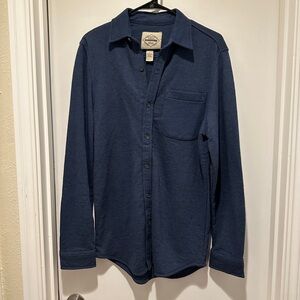 St. John’s Bay Dark Blue Knit Long Sleeve Button Up Shirt